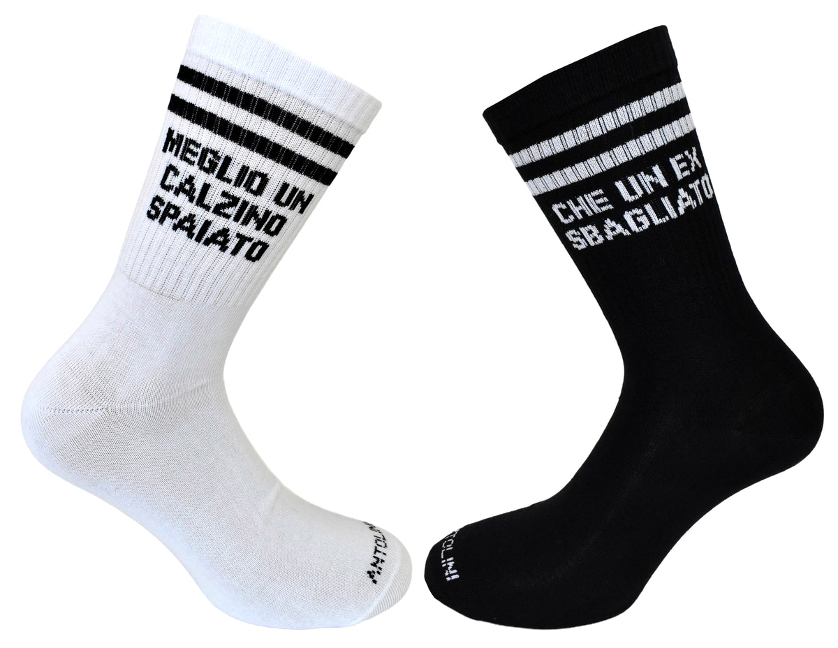 Calze Fantasia "EX SBAGLIATO" Unisex Bianco/Nero Linea Funny