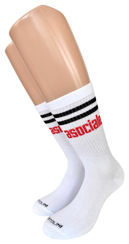 Calze Fantasia "Asociale" Unisex Bianco Linea Funny - Cod. ASOCIALE