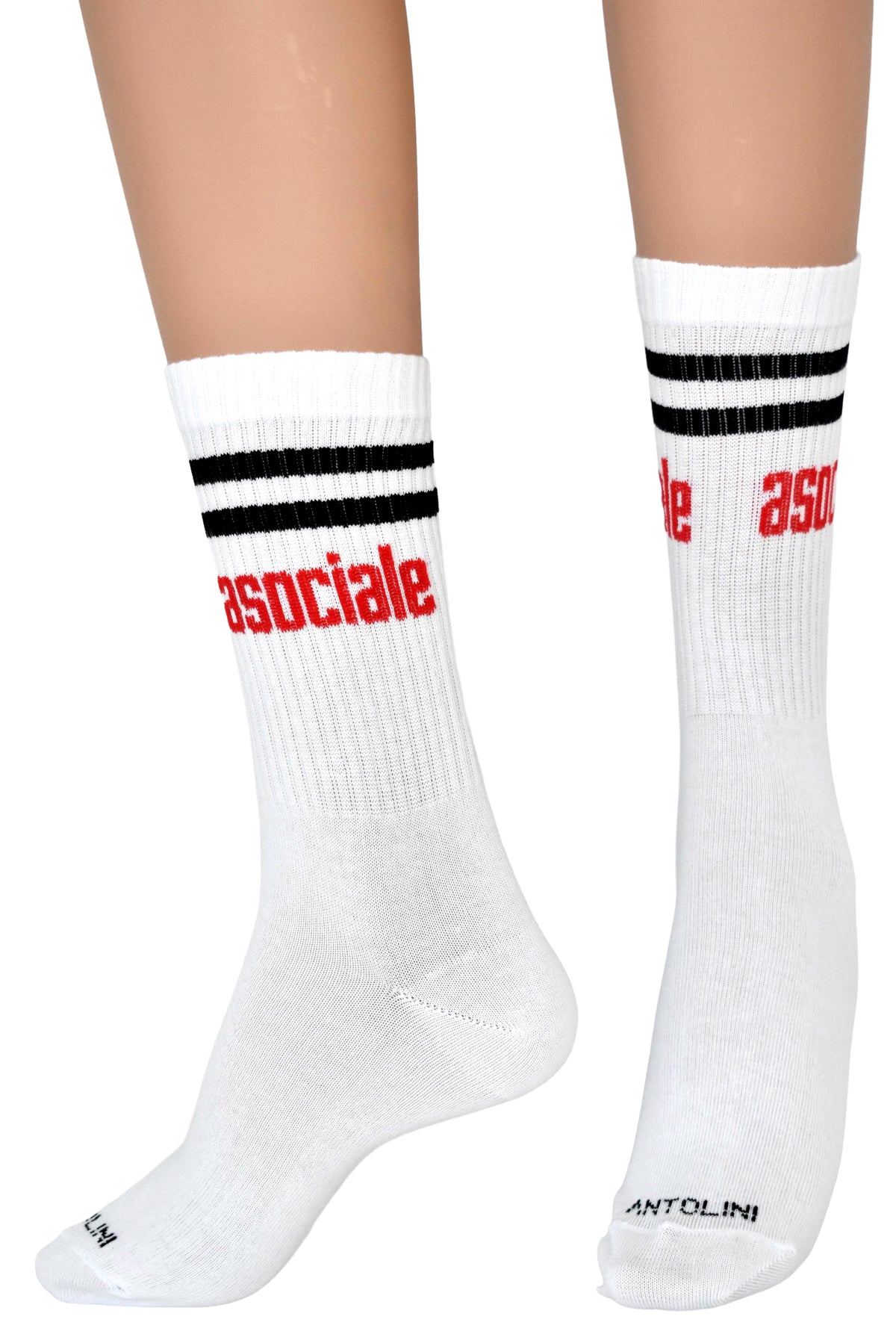 Calze Fantasia "Asociale" Unisex Bianco Linea Funny - Cod. ASOCIALE