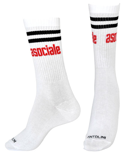Calze Fantasia "Asociale" Unisex Bianco Linea Funny - Cod. ASOCIALE