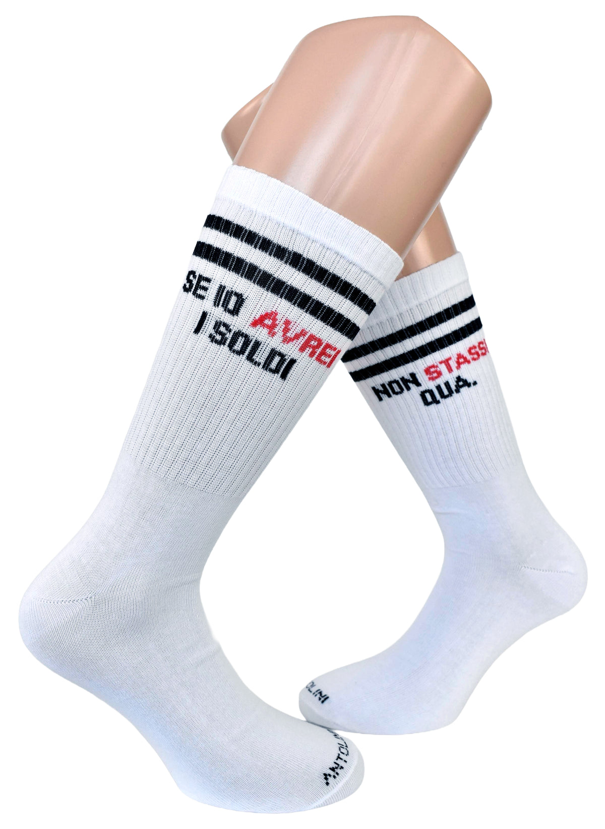 Calze Fantasia "Avrei Soldi" Unisex Bianco Linea Funny - Cod. AVREI SOLDI