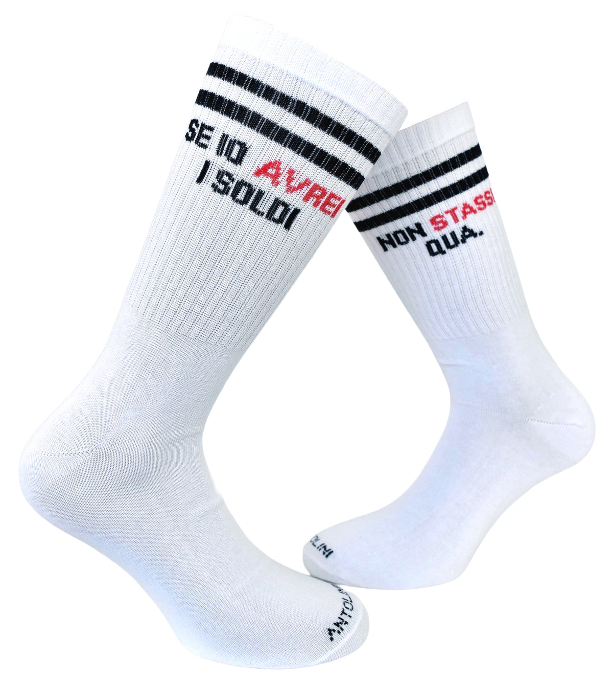 Calze Fantasia "Avrei Soldi" Unisex Bianco Linea Funny - Cod. AVREI SOLDI