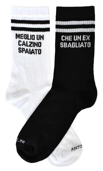 Calze Fantasia "EX SBAGLIATO" Unisex Bianco/Nero Linea Funny