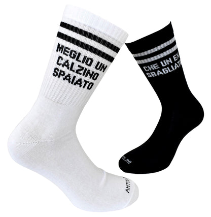 Calze Fantasia "EX SBAGLIATO" Unisex Bianco/Nero Linea Funny