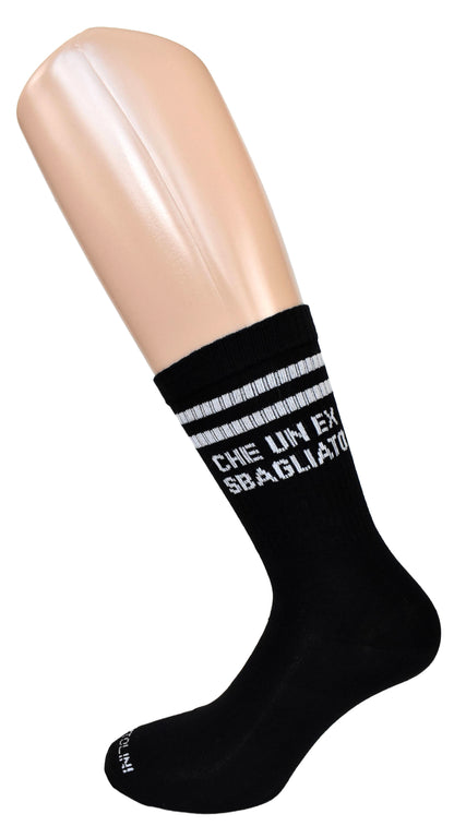 Calze Fantasia "EX SBAGLIATO" Unisex Bianco/Nero Linea Funny