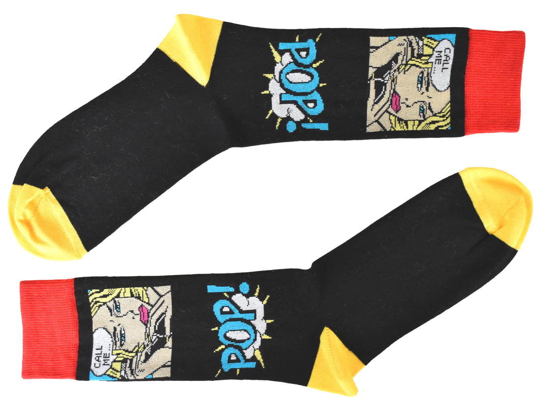 Calze Fantasia "Comics" Unisex Nero Linea Funny - Cod. GC18