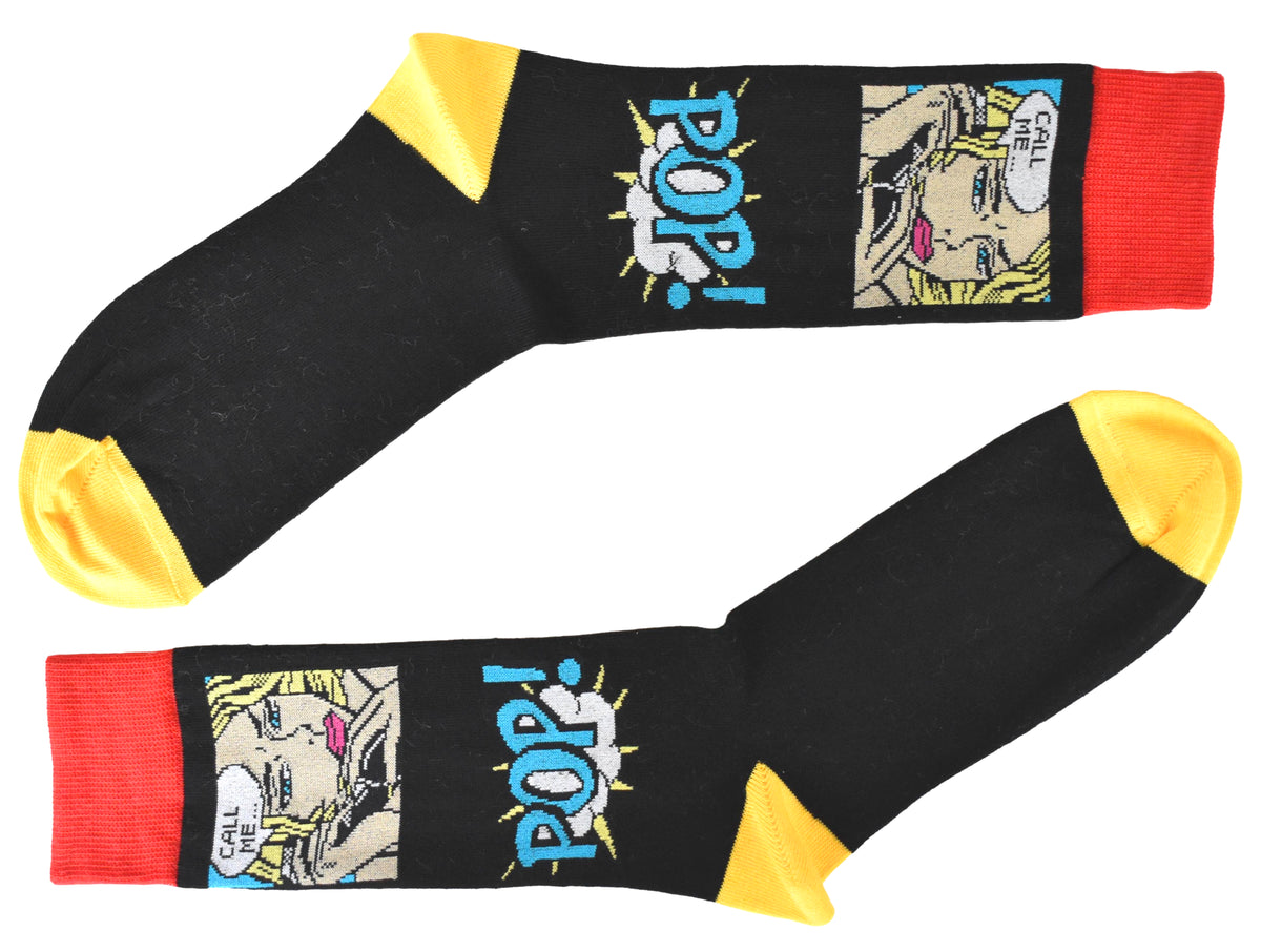 Calze Fantasia "Comics" Unisex Nero Linea Funny - Cod. GC18