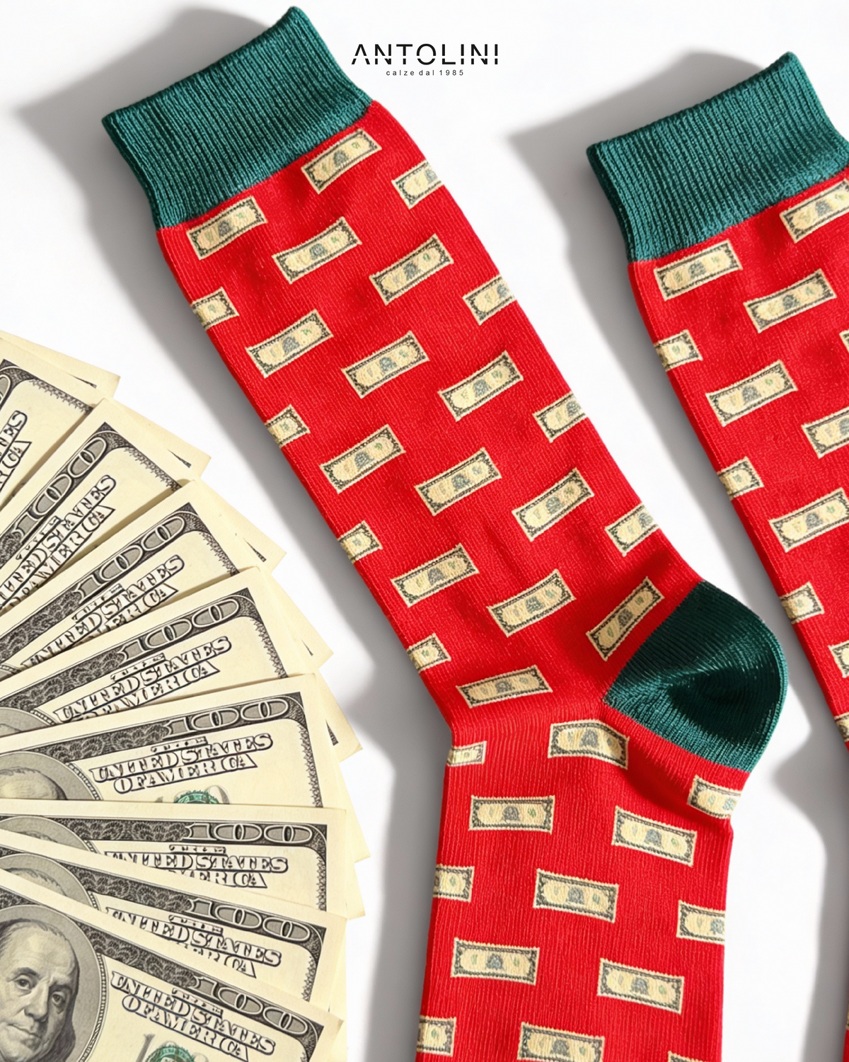 Calze Fantasia "Money" Unisex Coquelicot Linea Funny - Cod. GC28