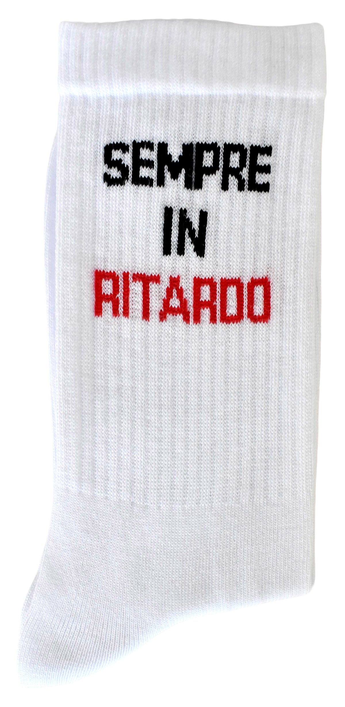Calze Fantasia "Sempre Ritardo" Unisex Bianco Linea Funny - Cod. Sempre Ritardo