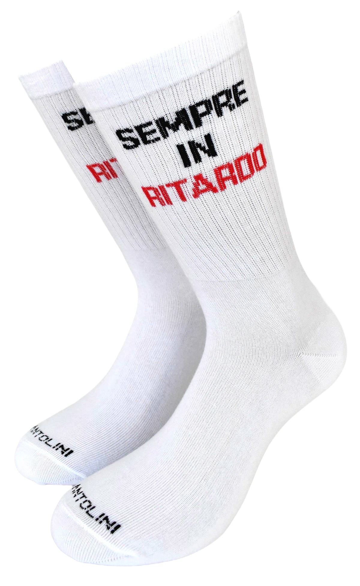 Calze Fantasia "Sempre Ritardo" Unisex Bianco Linea Funny - Cod. Sempre Ritardo