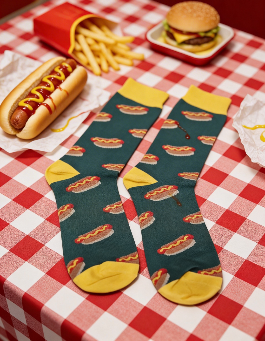 Calze Fantasia "Hot Dog" Unisex Evergreen Linea Funny - Cod. GD50