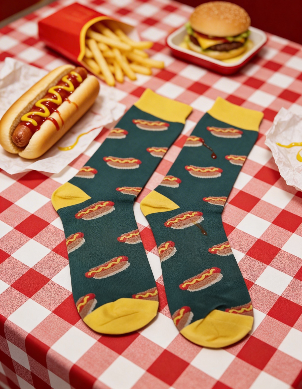 Calze Fantasia "Hot Dog" Unisex Evergreen Linea Funny - Cod. GD50